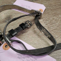 Wide Flat Dressage Spurs, Narrow Thin Leather Spur Straps *vgc, clean, older, mnr dirt, scuffs, scratches, dull