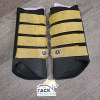 Pr Neoprene Closed Boots, velcro *gc/fair, faded, dirty, older, faded, stains, pilly edges, hairy
