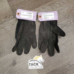 Cloth & Microsuede Gloves *gc/fair, dity, faded, gunk, rubs, torn tag