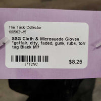 Cloth & Microsuede Gloves *gc/fair, dity, faded, gunk, rubs, torn tag
