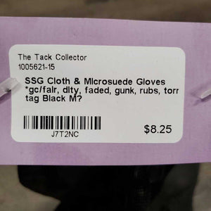 Cloth & Microsuede Gloves *gc/fair, dity, faded, gunk, rubs, torn tag
