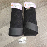 2 Neoprene Closed Front Boots, velcro *gc, clean, dirty inside, hairy, discolored velcro, pilly edges
