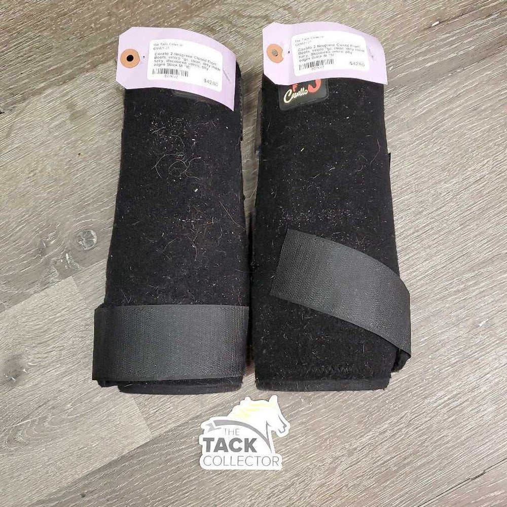 2 Neoprene Closed Front Boots, velcro *gc, clean, dirty inside, hairy, discolored velcro, pilly edges