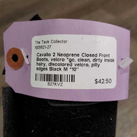 2 Neoprene Closed Front Boots, velcro *gc, clean, dirty inside, hairy, discolored velcro, pilly edges