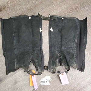 Pr Hvy Suede Half Chaps, Top Strap/Buckle *fair/gc, v.faded, rubs, older, scrapes, stains, stretched elastic