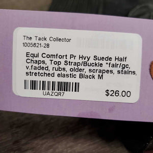 Pr Hvy Suede Half Chaps, Top Strap/Buckle *fair/gc, v.faded, rubs, older, scrapes, stains, stretched elastic