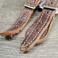 Double Stitched Stamped Leather Western Spur Straps *gc, scrapes, stains, mnr torn holes, rough back

