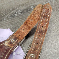 Double Stitched Stamped Leather Western Spur Straps *gc, scrapes, stains, mnr torn holes, rough back
