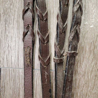 Rsd Bridle, Narrow Braided Reins *gc, clean, deep creases, v.stiff, dry, twist, residue, CRACKS