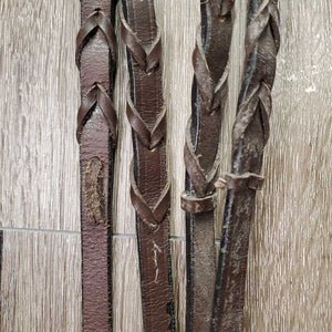 Rsd Bridle, Narrow Braided Reins *gc, clean, deep creases, v.stiff, dry, twist, residue, CRACKS