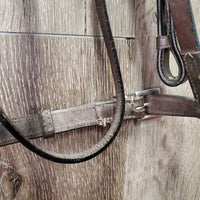 Rsd Bridle, Narrow Braided Reins *gc, clean, deep creases, v.stiff, dry, twist, residue, CRACKS
