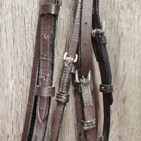 Rsd Bridle, Narrow Braided Reins *gc, clean, deep creases, v.stiff, dry, twist, residue, CRACKS