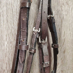 Rsd Bridle, Narrow Braided Reins *gc, clean, deep creases, v.stiff, dry, twist, residue, CRACKS