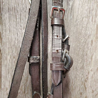 Rsd Bridle, Narrow Braided Reins *gc, clean, deep creases, v.stiff, dry, twist, residue, CRACKS
