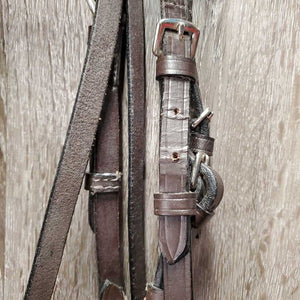 Rsd Bridle, Narrow Braided Reins *gc, clean, deep creases, v.stiff, dry, twist, residue, CRACKS