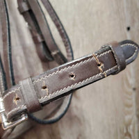 Rsd Bridle, Narrow Braided Reins *gc, clean, deep creases, v.stiff, dry, twist, residue, CRACKS