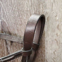 Rsd Bridle, Narrow Braided Reins *gc, clean, deep creases, v.stiff, dry, twist, residue, CRACKS
