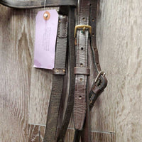 Rsd Bridle, Buckles *NO Noseband, mismatched cheeks, clean, scrapes, film, loose keepers, repair, CRACK, dry, v.stiff
