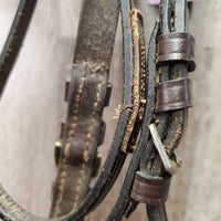 Rsd Bridle, Buckles *NO Noseband, mismatched cheeks, clean, scrapes, film, loose keepers, repair, CRACK, dry, v.stiff
