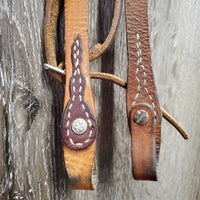 Light & Thick Western Headstall *gc/vgc, mismatched, crackes, sm dings, too small holes

