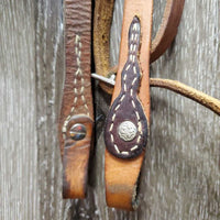 Light & Thick Western Headstall *gc/vgc, mismatched, crackes, sm dings, too small holes