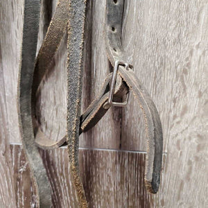 v.narrow Headstall, Top Buckle Crown Piece *gc, dirty, older, stiff, film, v.short throat