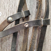 v.narrow Headstall, Top Buckle Crown Piece *gc, dirty, older, stiff, film, v.short throat
