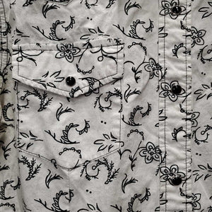 LS Western Shirt, snaps, bling *gc, seam puckers, inner stains, curled edges