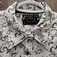 LS Western Shirt, snaps, bling *gc, seam puckers, inner stains, curled edges