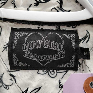 LS Western Shirt, snaps, bling *gc, seam puckers, inner stains, curled edges