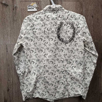 LS Western Shirt, snaps, bling *gc, seam puckers, inner stains, curled edges