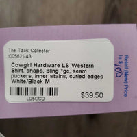 LS Western Shirt, snaps, bling *gc, seam puckers, inner stains, curled edges
