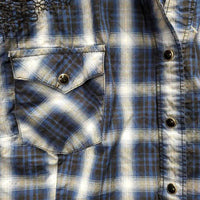 LS Western Shirt, snaps *gc, puckered, crinkled, bubbled, older, inner stains
