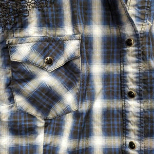 LS Western Shirt, snaps *gc, puckered, crinkled, bubbled, older, inner stains