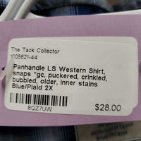 LS Western Shirt, snaps *gc, puckered, crinkled, bubbled, older, inner stains
