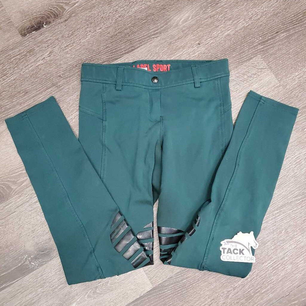 Euro Seat Breeches, Pull On *gc, knee rubs, faded, seam puckers