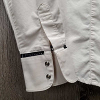 LS Show Shirt, snaps, magnectic collar *gc, pit stains, crinkled, seam puckers, ?shrunk , dingy
