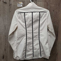 LS Show Shirt, snaps, magnectic collar *gc, pit stains, crinkled, seam puckers, ?shrunk , dingy