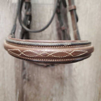 Padded Rsd/FS Leather Bridle *gc, clean, v.stiff keeper, creases, mnr residue/dirt, edge scrapes
