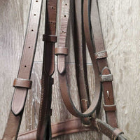 Padded Rsd/FS Leather Bridle *gc, clean, v.stiff keeper, creases, mnr residue/dirt, edge scrapes
