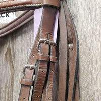 Padded Rsd/FS Leather Bridle *gc, clean, v.stiff keeper, creases, mnr residue/dirt, edge scrapes
