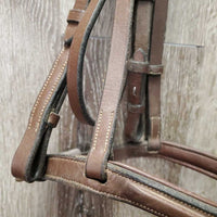 Padded Rsd/FS Leather Bridle *gc, clean, v.stiff keeper, creases, mnr residue/dirt, edge scrapes