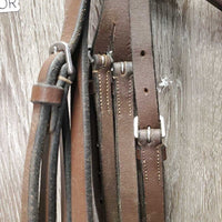 Padded Rsd/FS Leather Bridle *gc, clean, v.stiff keeper, creases, mnr residue/dirt, edge scrapes
