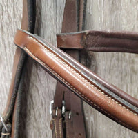 Padded Rsd/FS Leather Bridle *gc, clean, v.stiff keeper, creases, mnr residue/dirt, edge scrapes