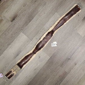 Leather Sheepkin Lined Girth, els *gc/fair, bent/hollow spot, clumpy, clean, rubs, stains