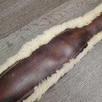 Leather Sheepkin Lined Girth, els *gc/fair, bent/hollow spot, clumpy, clean, rubs, stains