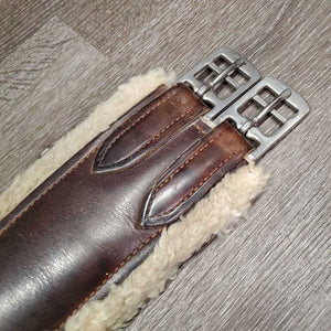 Leather Sheepkin Lined Girth, els *gc/fair, bent/hollow spot, clumpy, clean, rubs, stains