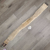 Leather Sheepkin Lined Girth, els *gc/fair, bent/hollow spot, clumpy, clean, rubs, stains