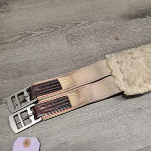 Leather Sheepkin Lined Girth, els *gc/fair, bent/hollow spot, clumpy, clean, rubs, stains