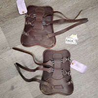 Soft Leather Open Front Boots, buckles *gc, clean & dirty, jockies, rubs, scrapes
